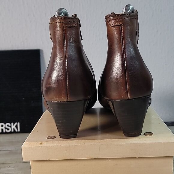 Pikolinos Ginebra‎ Dark Tan Slouchy Side Zip Boots Small Wedge Heel 37 6½ - 7 - Picture 3 of 10